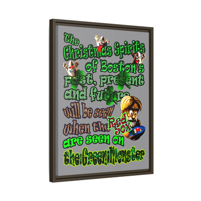 christmas spirits of boston - framed canvas art (grey)