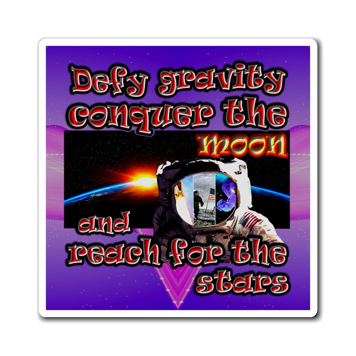 defy conquer reach - Magnets - (purple-pink wave)