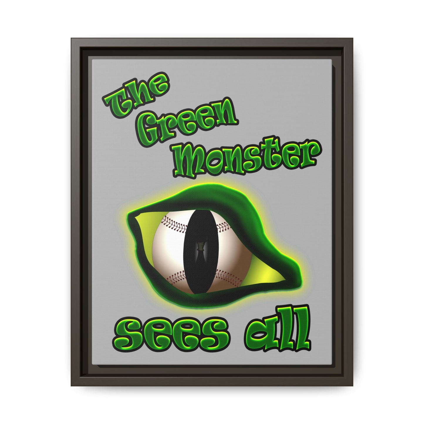green monster - framed canvas art (light grey)