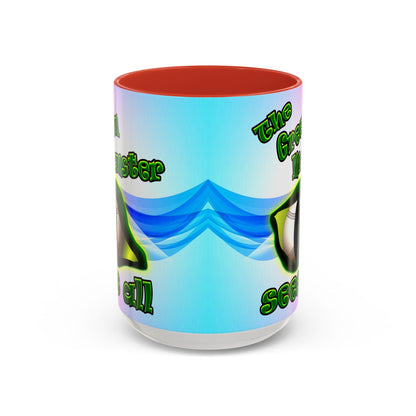 green monster - Accent Mug (light blue-pink wave)
