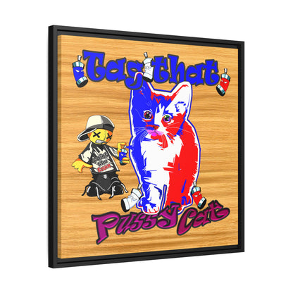 tag that - framed canvas art (butterscotch wood finish)