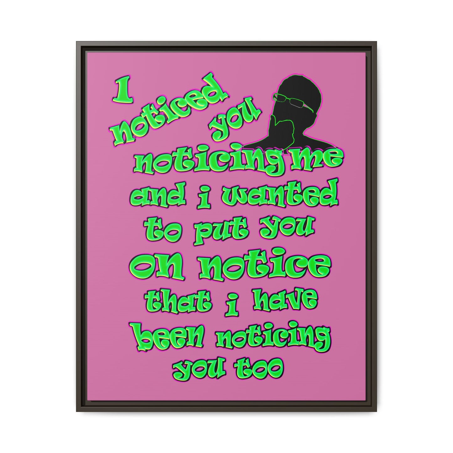 noticed you noticing - framed canvas art (light pink)