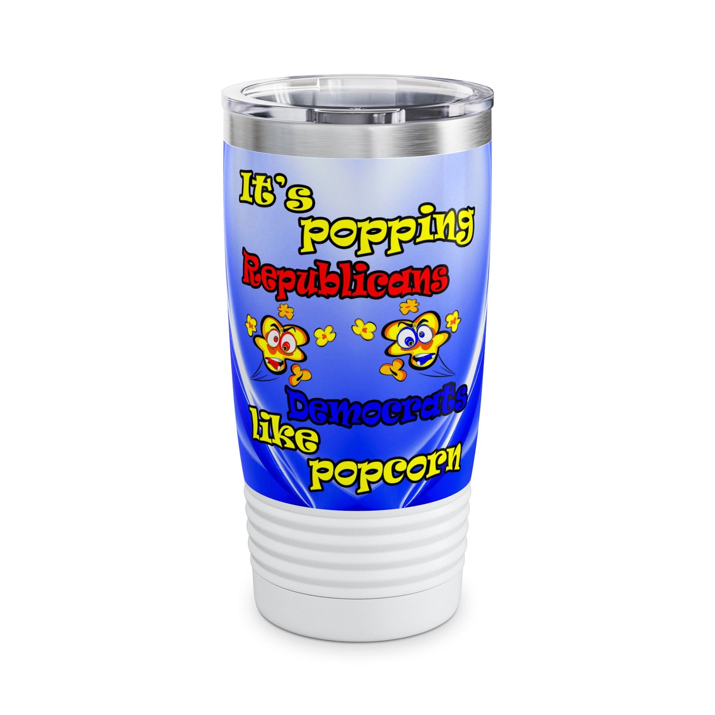 popping like popcorn - Ringneck Tumbler, 20oz (blue-white wave)
