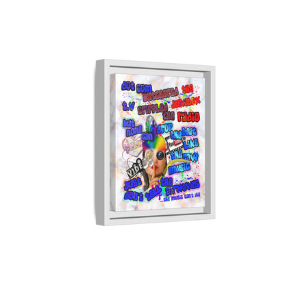 drop the beat - framed canvas art (white marble)
