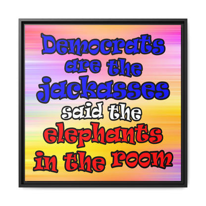 donkeys and elephants - framed canvas art (color blur)