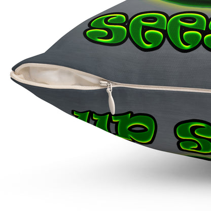 green monster - Spun Polyester Square Pillow - (grey-light grey)