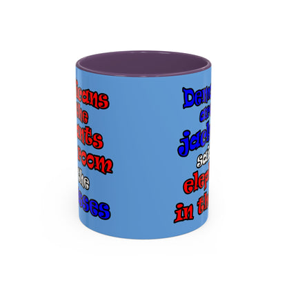 donkeys and elephants - Accent Mug (light blue)