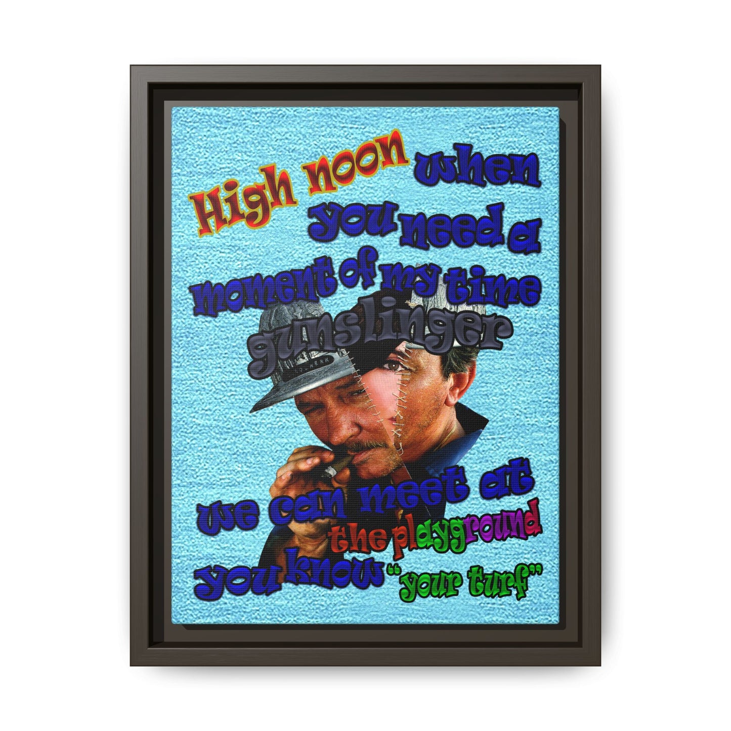 high noon - framed canvas art (faded blue)