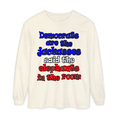 donkeys and elephants - Unisex Garment-dyed Long Sleeve T-Shirt