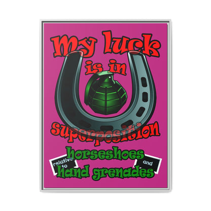 my luck - framed canvas art (pink)