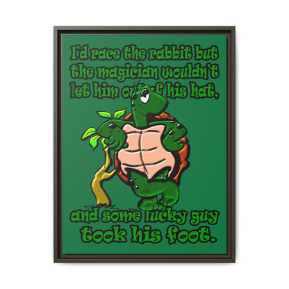 turtle race - framed canvas art (dark green)