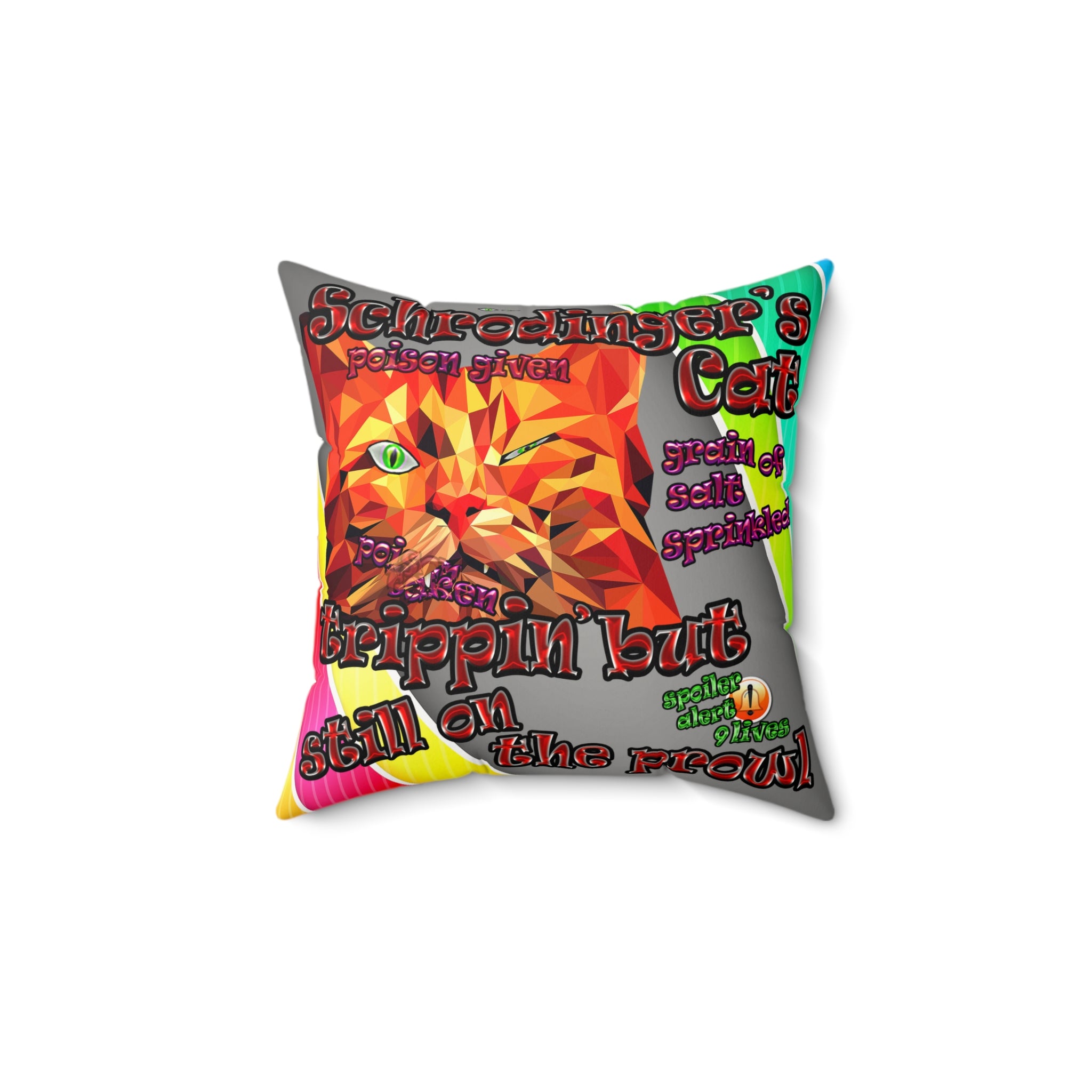 schrodinger's cat - Faux Suede Square Pillow - (rainbow split)