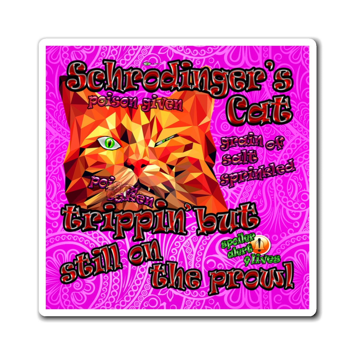 schrodinger's cat - Magnets - (pink swirl)
