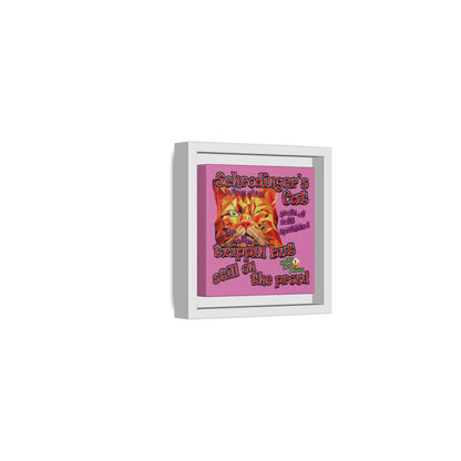 schrodinger's cat - framed canvas art (light pink)