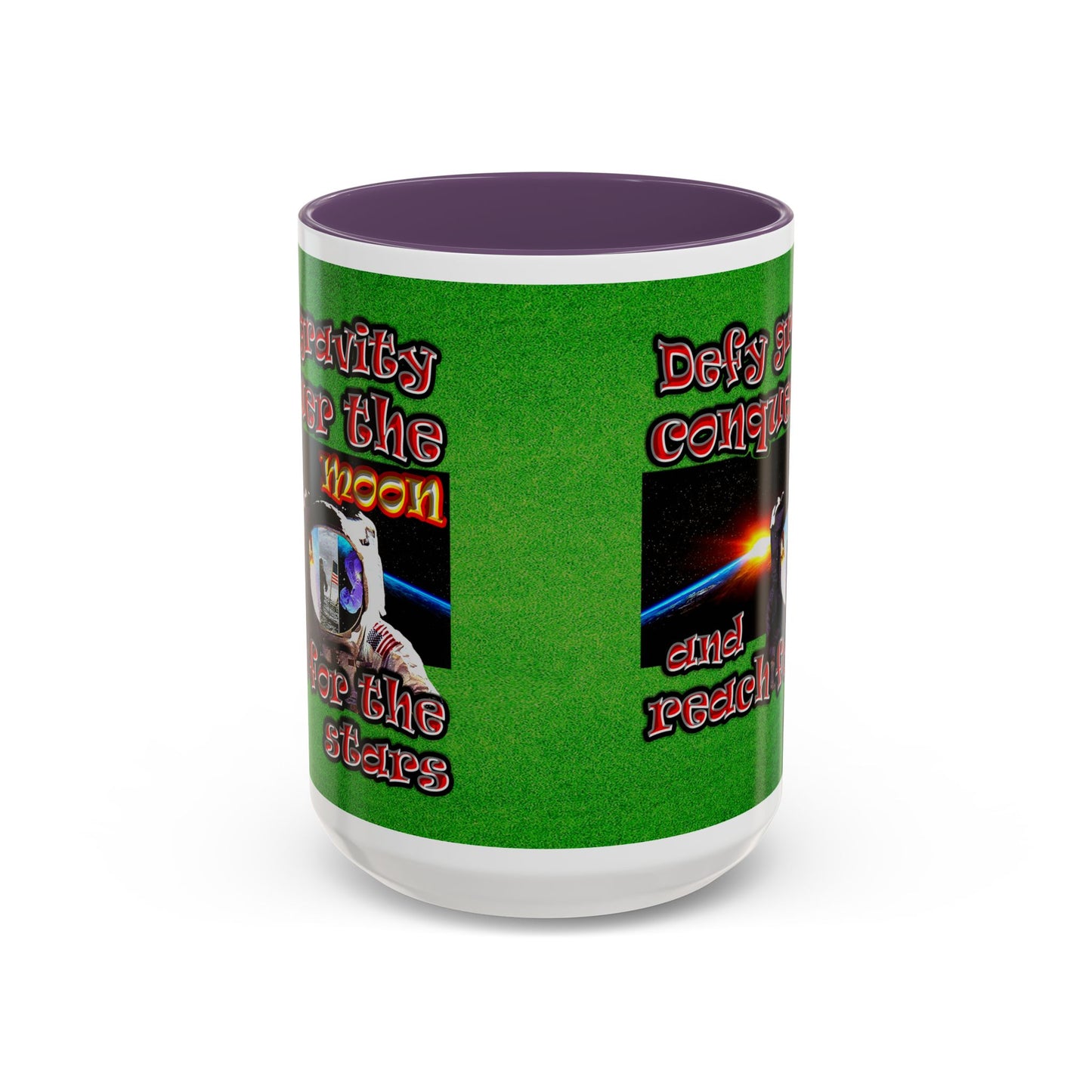 defy conquer reach - Accent Mug (green turf)