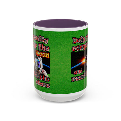 defy conquer reach - Accent Mug (green turf)