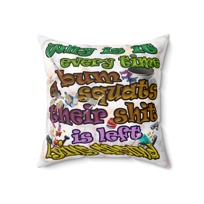 the bum's shit - Faux Suede Square Pillow - (white marble)