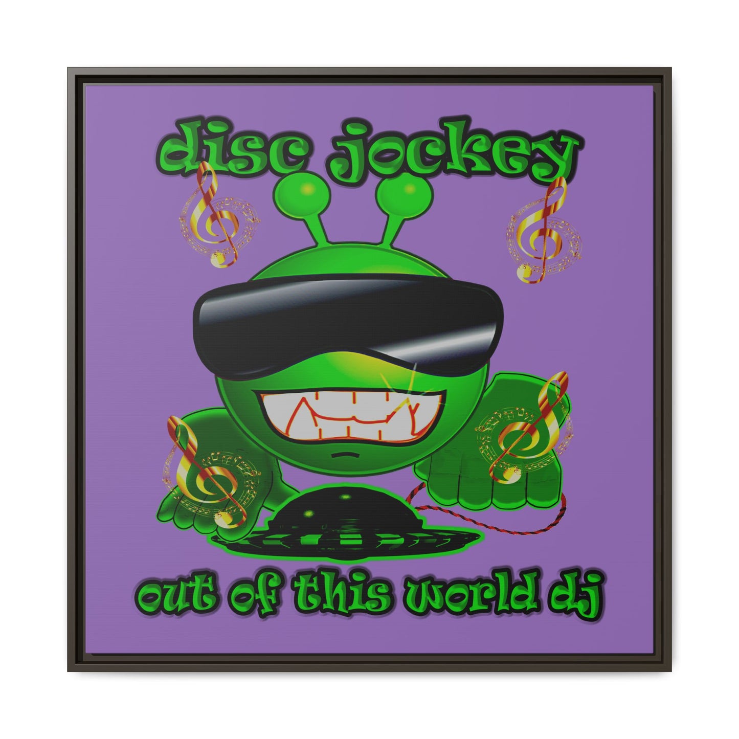 disc jockey - framed canvas art (light purple)