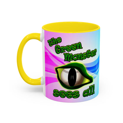 green monster - Accent Mug (light blue-pink wave)