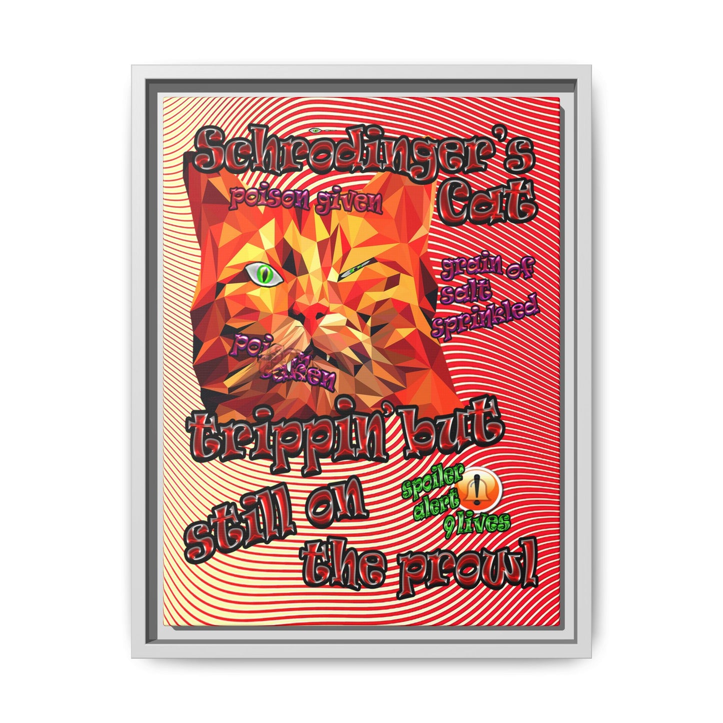 schrodinger's cat - framed canvas art (yellow-orange wave)