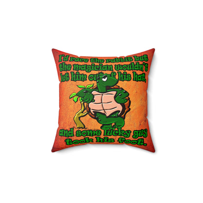 turtle race - Faux Suede Square Pillow - (burnt orange)