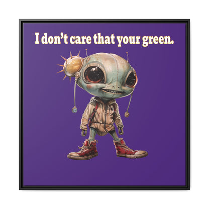 I don't care that your green - framed canvas art (purple)