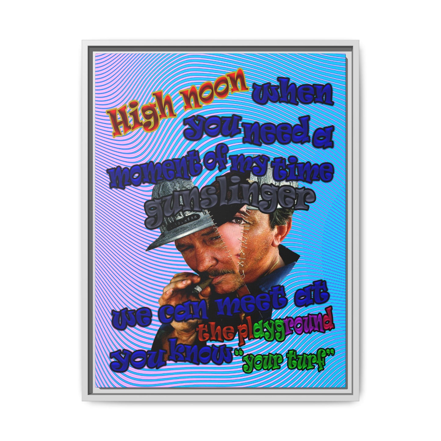 high noon - framed canvas art (light blue-purple wave)