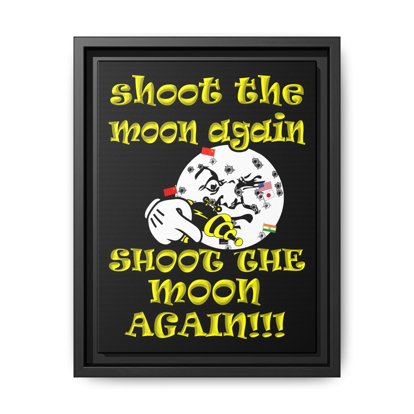 shoot the moon again - framed canvas art (black)