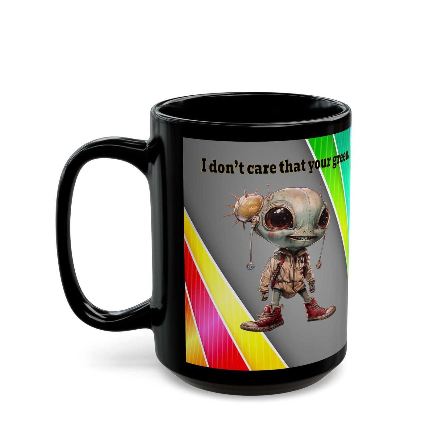 I don't care that your grey - Black Mug (rainbow split)