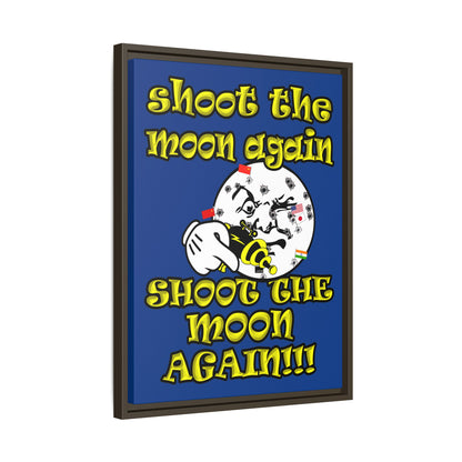 shoot the moon again - framed canvas art (dark blue)
