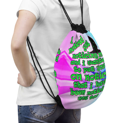 noticed you noticing - Drawstring Bag (light blue-pink wave)