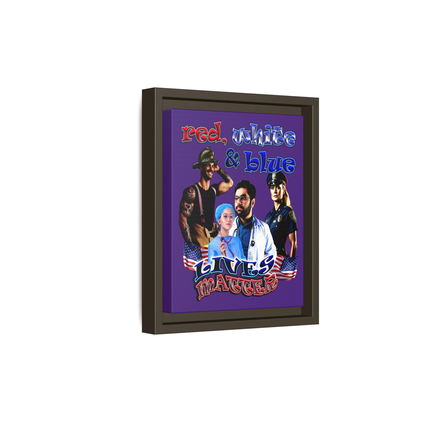 rw&b lives matter - framed canvas art (purple)