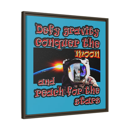 defy conquer reach - framed canvas art (turquoise)