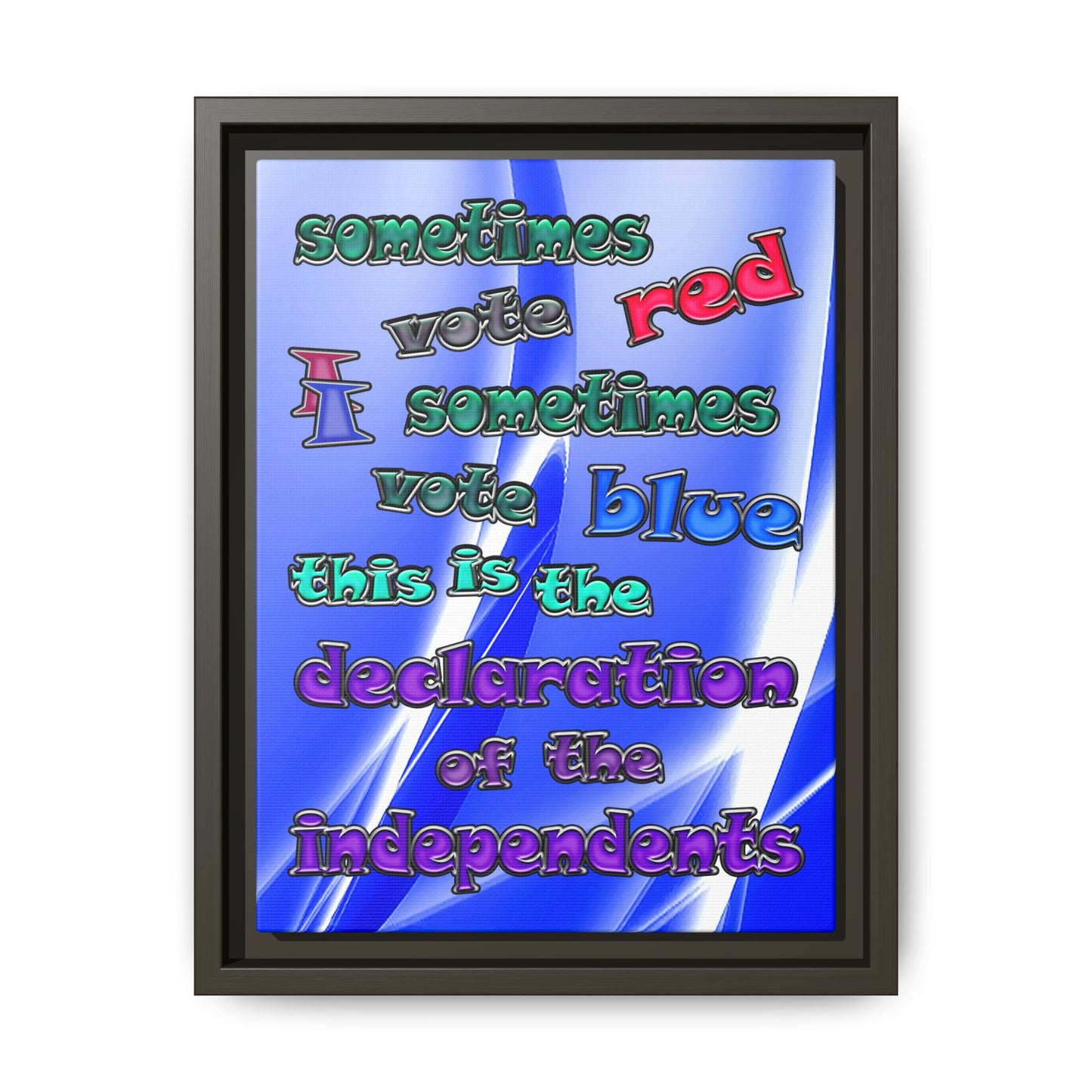 declaration of the independents - framed canvas art (blue-white wave)