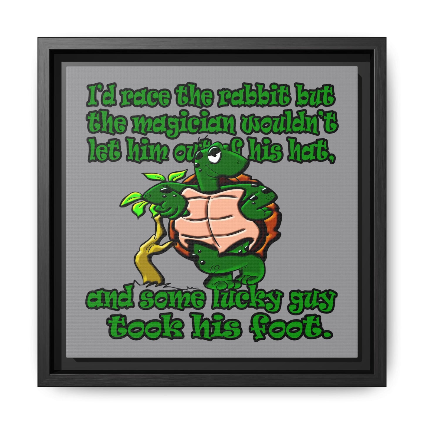 turtle race - framed canvas art (grey)