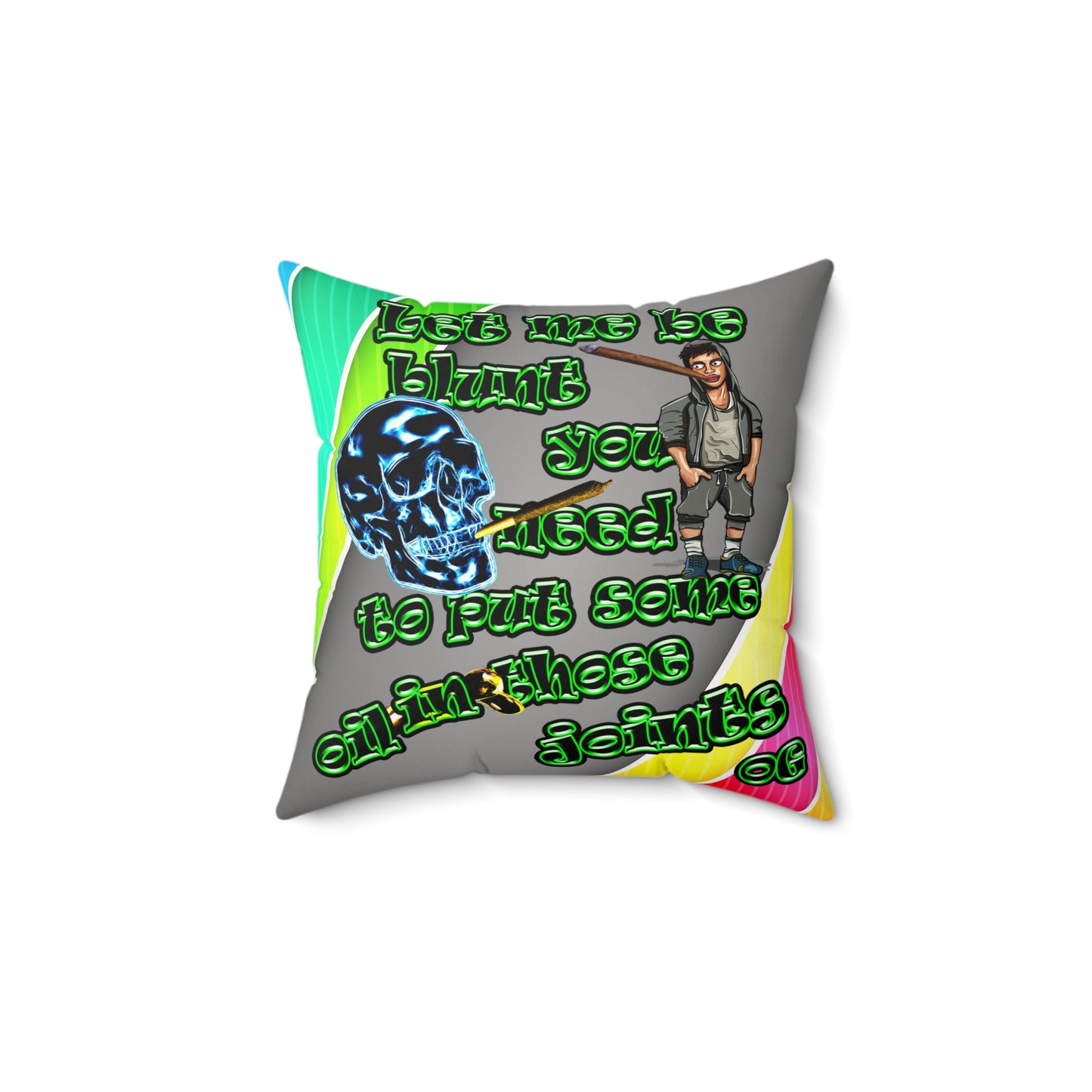 og - Faux Suede Square Pillow - (rainbow split)