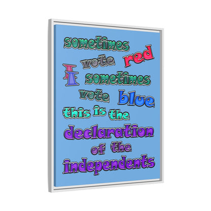 declaration of the independents - framed canvas art (light blue)