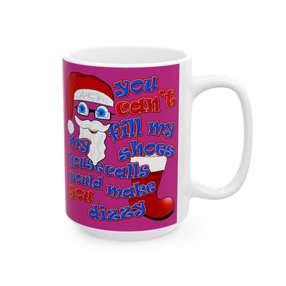 santa's shoes - White Mug (pink)