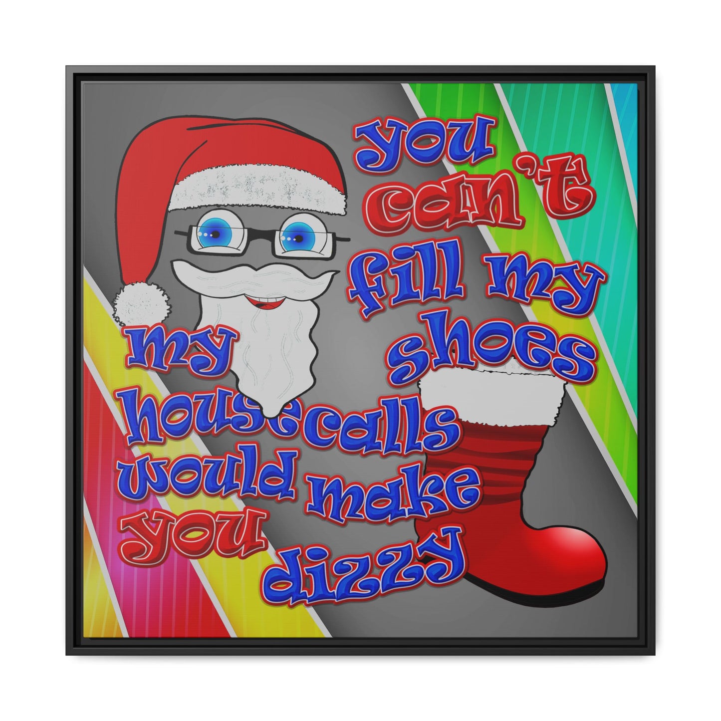 santa's shoes - framed canvas art (rainbow split)