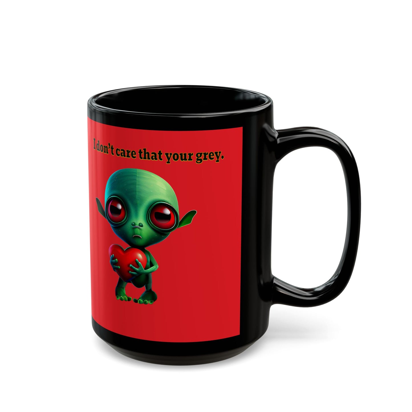 I don't care that your grey - Black Mug (red)