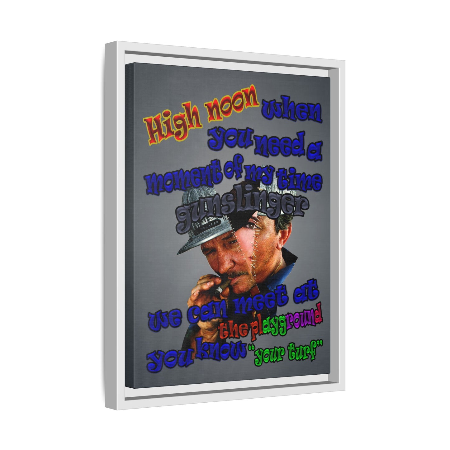 high noon - framed canvas art (grey-light grey)