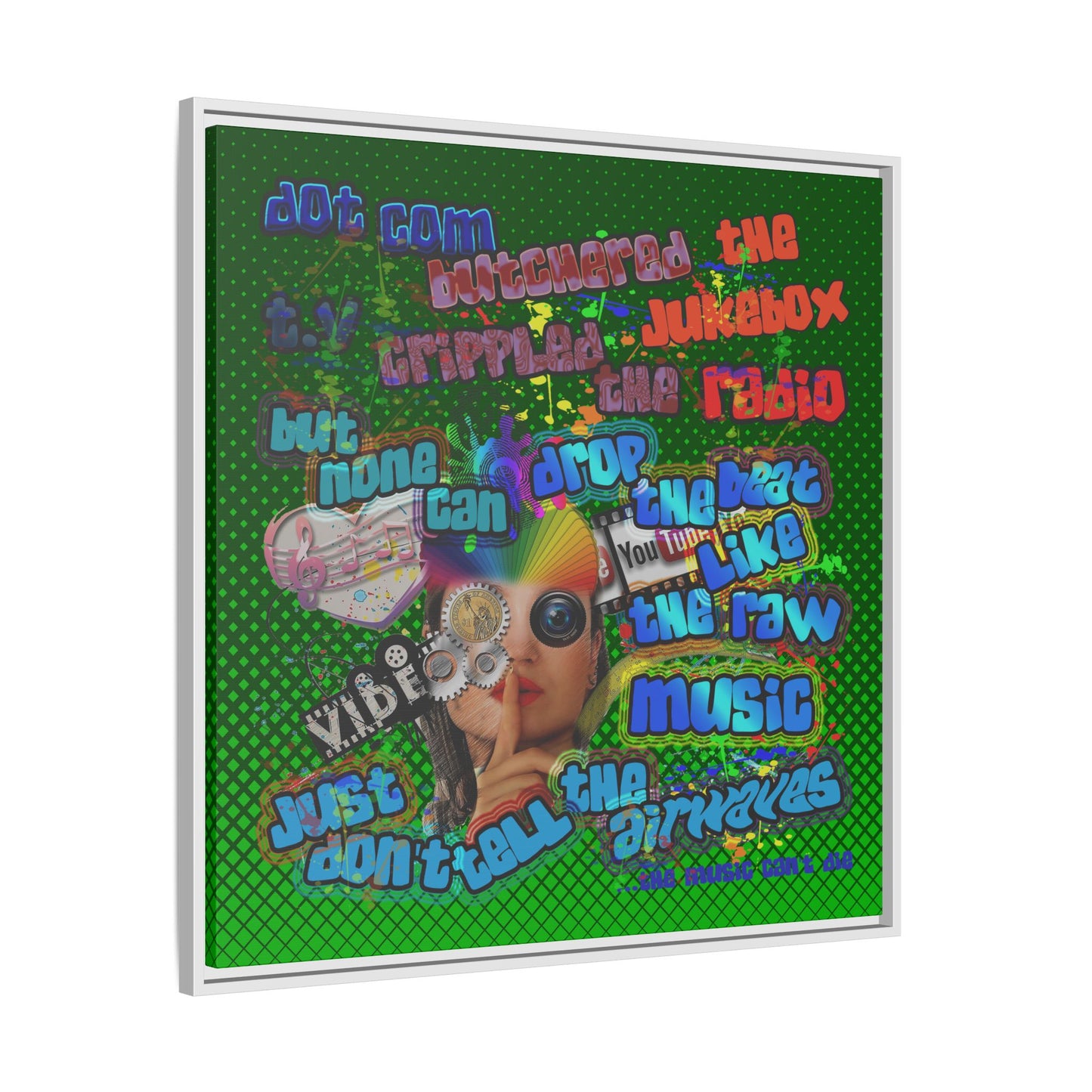drop the beat - framed canvas art (logo green)