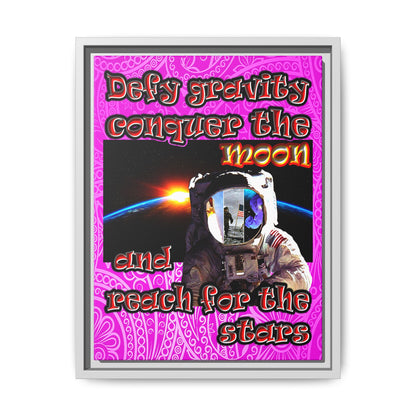 defy conquer reach - framed canvas art (pink swirl)