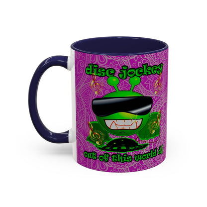 disc jockey - Accent Mug (pink swirl)