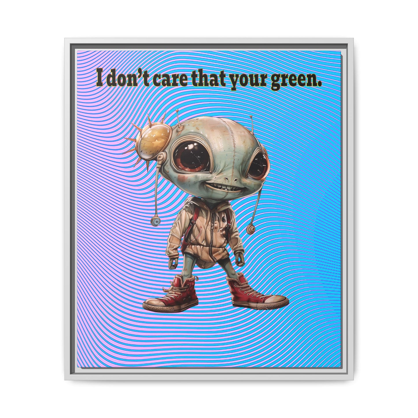 I don't care that your green - framed canvas art (light blue-purple wave)