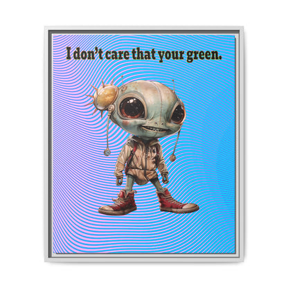 I don't care that your green - framed canvas art (light blue-purple wave)