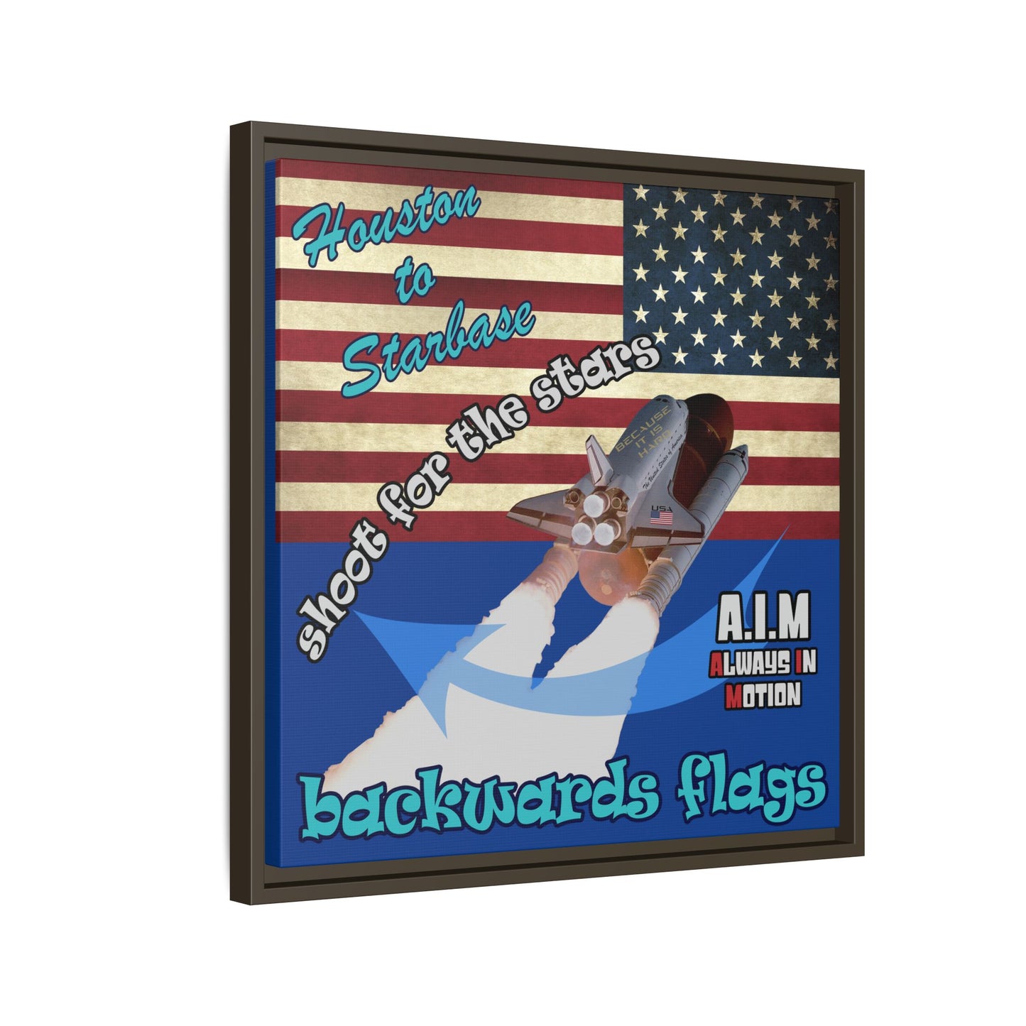 shoot for the stars - framed canvas art (dark blue)