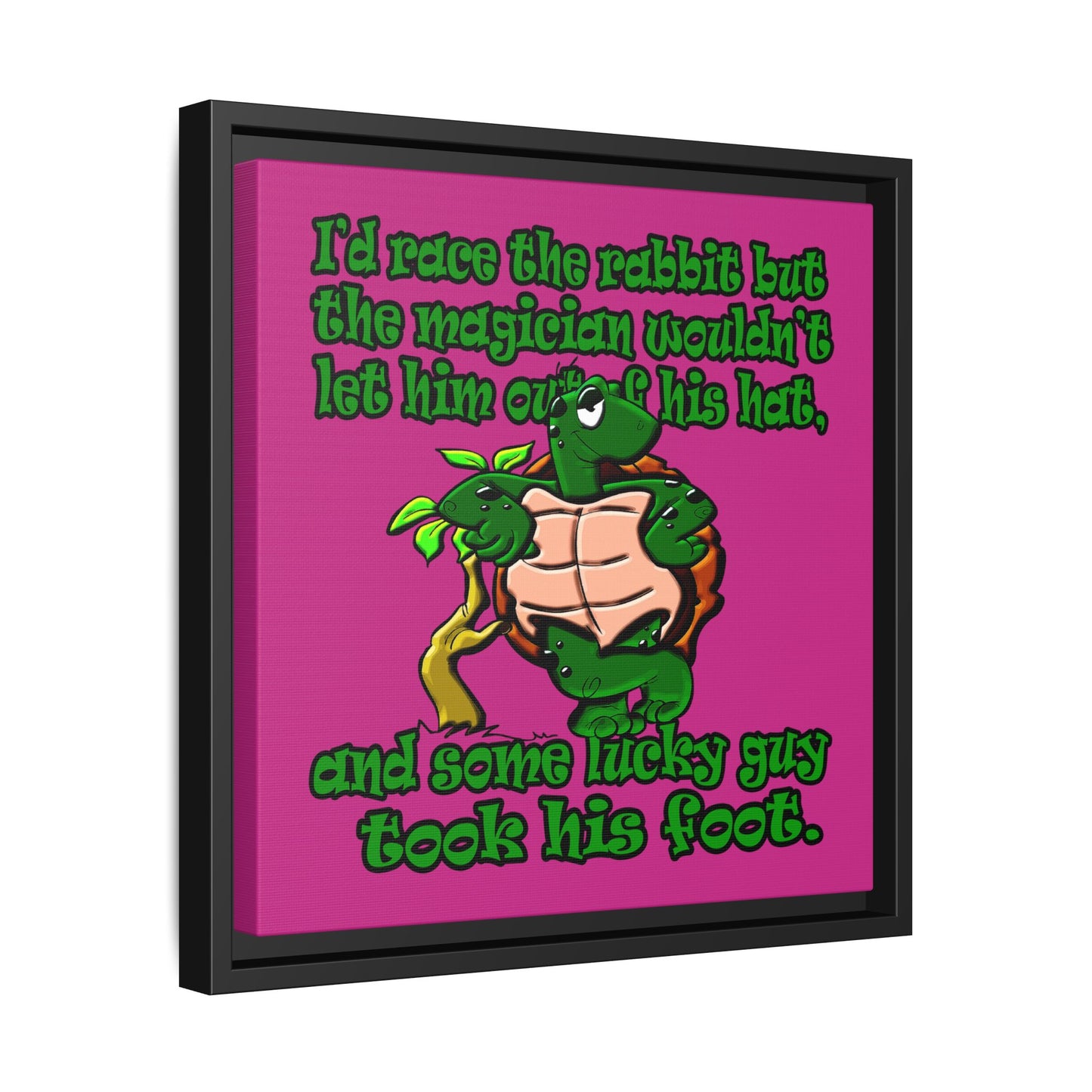 turtle race - framed canvas art (pink)