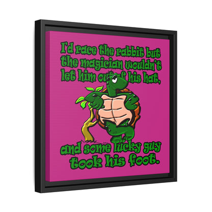 turtle race - framed canvas art (pink)