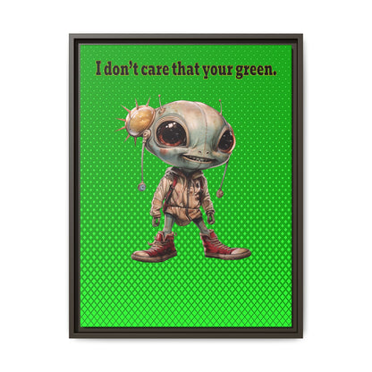 I don't care that your green - framed canvas art (logo green)